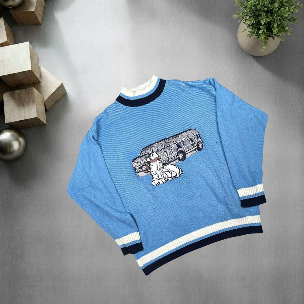 Vintage Y2K Canopy Clothing Knit Sweater Blue Hip Hop Graphic Boxy Fit Large